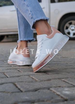 Белые кроссовки ботинки слипоны кеды на прозрачной подошве в стиле mcqueen2 фото