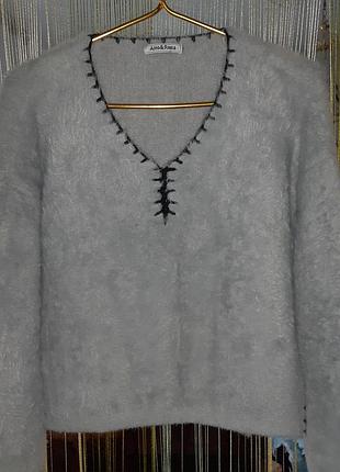 Свитшот травка, оверсайз, свитер кроп топ, бу, р.46-48