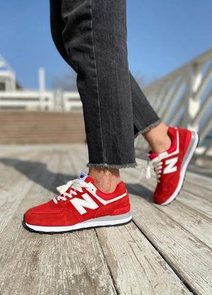 Женские кроссовки new balance 574 red