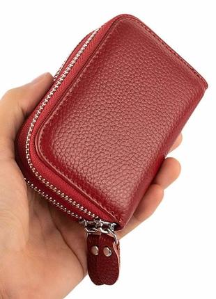 Новий компактний шкіряний картхолдер на блискавці гаманець візитниця з натуральної шкіри3 фото