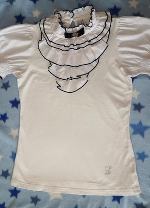 Футболка - блузка шкільна р. 140 див. comusl kids, школа, ошатна