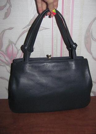 Синя шкіряна сумка з косметичкою modell