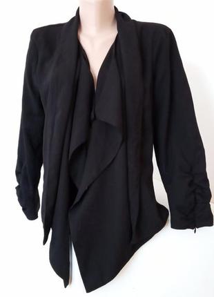 Черный оригинальный пиджак oxxy креативный каскад чорний піджак кофта кофточка1 фото