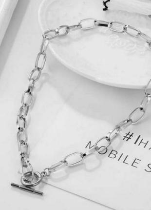 Тренд ланцюг з великими ланками і кільцем стильна ланцюжок чокер3 фото