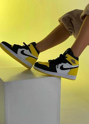 Женские кроссовки nike air jordan 1 retro yellow toe