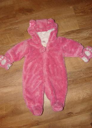 Волохатий комбінезон next 0-1 міс вага до 4,5 кг з рукавичками