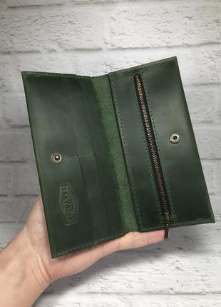 Кожаный кошелёк “bristol” зелёный.3 фото