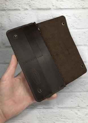 Кожаный кошелёк “manchester” коричневый.4 фото