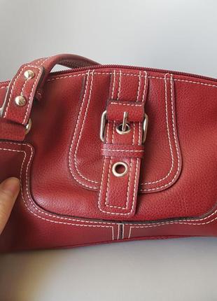 Червона шкіряна сумка, сумочка, клач2 фото
