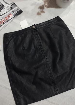 Юбка из эко-кожи, черная кожзам юбка h&amp;m. классическая черная юбка5 фото