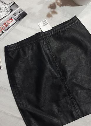 Юбка из эко-кожи, черная кожзам юбка h&amp;m. классическая черная юбка2 фото