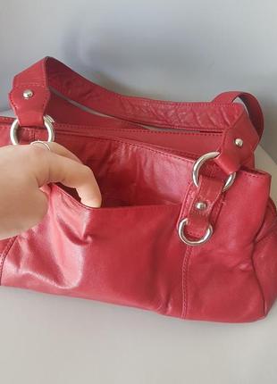 Червона шкіряна сумочка, сумка, клач4 фото