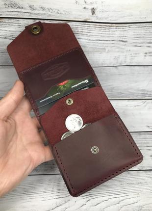 Кожаный кошелёк “lids” бордо.3 фото