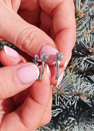 Сережки з діамантами із срібла4 фото
