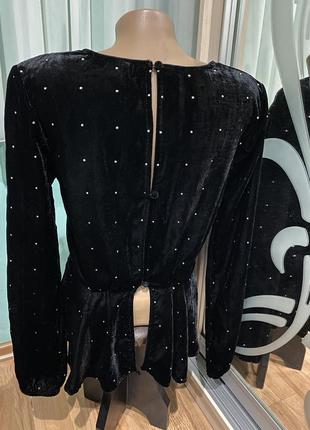 Шикарная велюровая нарядная бархатная кофта ,баска,блуза с рукавом2 фото