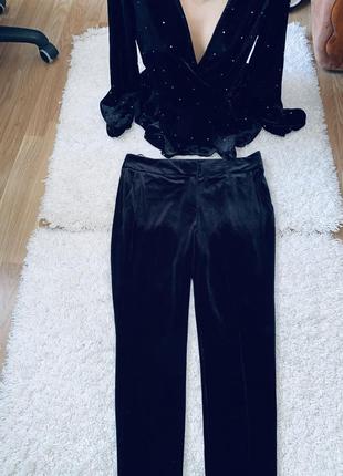 Шикарная велюровая нарядная бархатная кофта ,баска,блуза с рукавом4 фото