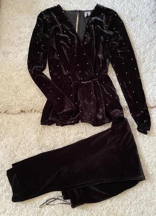 Шикарная велюровая нарядная бархатная кофта ,баска,блуза с рукавом8 фото