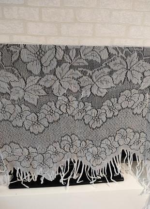 Шикарный богатый, ажурный, нежный тюль, гардина с кистями, бахромой