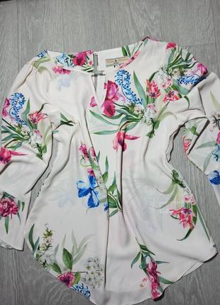 Блуза у квіти ніжна красива ошатна весняна офіс стильна4 фото