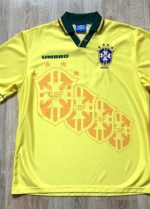 Мужская винтажная футбольная джерси umbro brazil national team 1994/1995 home shirt