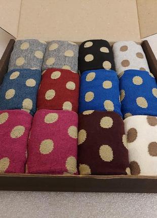 Носки женские весенние 12 пар в подарочной коробке - горох