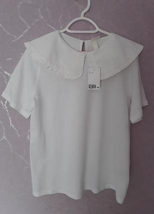 Футболка с большим воротником из хлопковой ткани  h&m