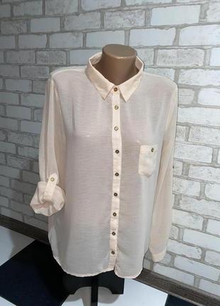 Стильная персиковая рубашка блуза с длинным рукавом  оригинал f&f made in romania 🇷🇴