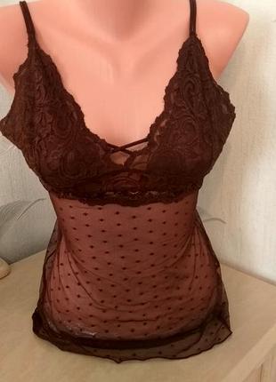 Пеньюар сексуальна маєчка funderwear m-l/38-40/10-12 ніжне мереживо німеччина