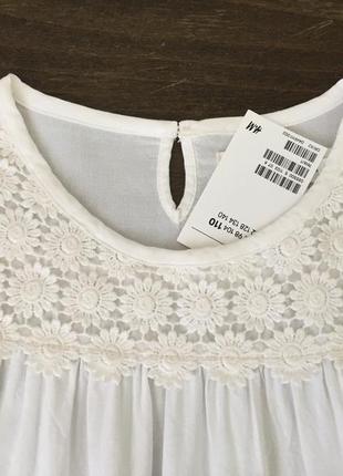 4-5л блуза h&m с кружевом кроше р110 натуральный белый5 фото