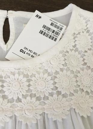 4-5л блуза h&m с кружевом кроше р110 натуральный белый7 фото