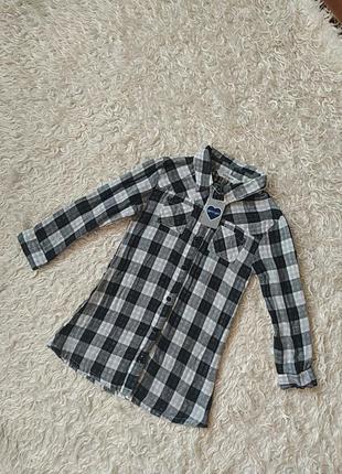 Удлиненная рубашка в клетку