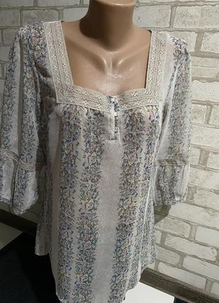Стильна шифонова блуза сорочка вишиванка m&s indigo collection4 фото