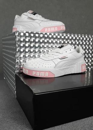 Женские кроссовки puma cali (белые с розовым)9 фото