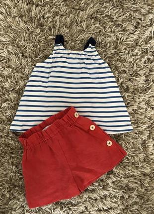 Набір {майка, шорти} zara 6-9 міс
