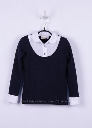 Рубашка-обманка, трикотаж, для школы 9,10-11 лет, 140-146