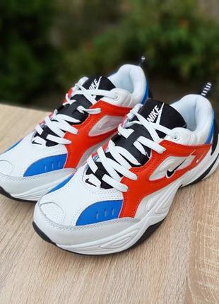 Nike m2k tekno белые с красным и синим