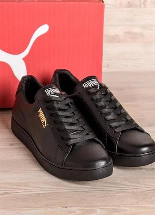 Чоловічі шкіряні кросівки puma smash black4 фото