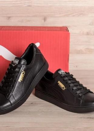 Мужские кожаные кроссовки  puma smash black5 фото