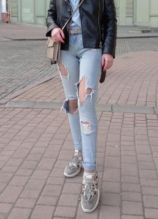 ‼️sale‼️світлі джинси terranova стрейч рвані з потертостями варенка2 фото