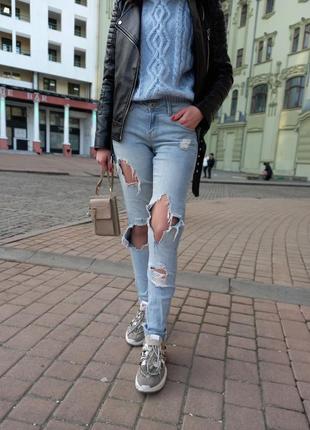 ‼️sale‼️світлі джинси terranova стрейч рвані з потертостями варенка3 фото