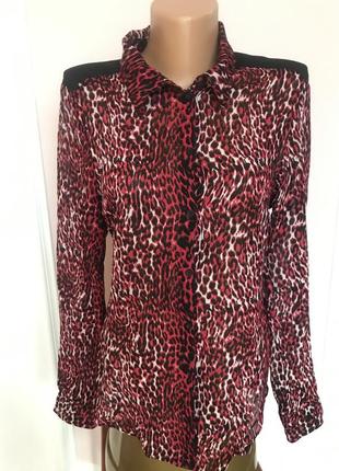 Элегантная бордовая блуза с леопардовым принтом