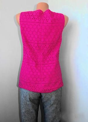 Блуза топ без рукавов розовая фуксия шитье 100% хлопок, 2/ petite (3264)3 фото