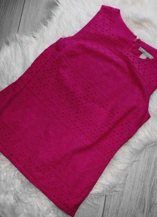 Блуза топ без рукавов розовая фуксия шитье 100% хлопок, 2/ petite (3264)5 фото
