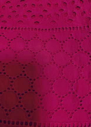 Блуза топ без рукавов розовая фуксия шитье 100% хлопок, 2/ petite (3264)6 фото