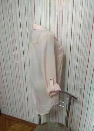 Пудровая шифонновая блуза рубашка,блузка удлиненная4 фото