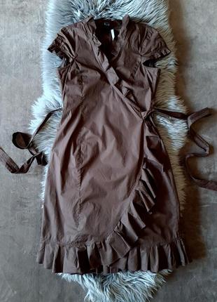 ✅✅✅ распродажа   коричневое платье коттон на запах с рюшей mango cos1 фото