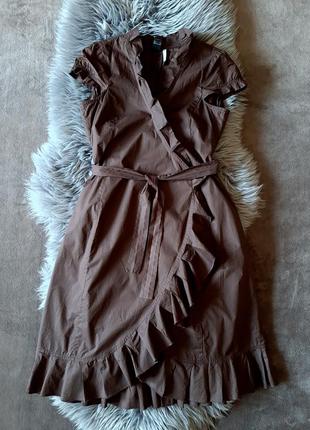 ✅✅✅ распродажа   коричневое платье коттон на запах с рюшей mango cos2 фото