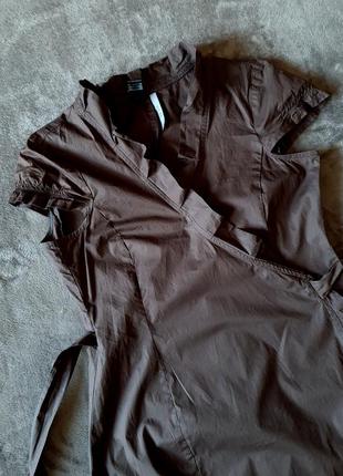 ✅✅✅ распродажа   коричневое платье коттон на запах с рюшей mango cos7 фото