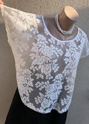 Кружевная блуза реглан,летняя,пляжная,большого размера3 фото