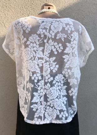 Кружевная блуза реглан,летняя,пляжная,большого размера4 фото
